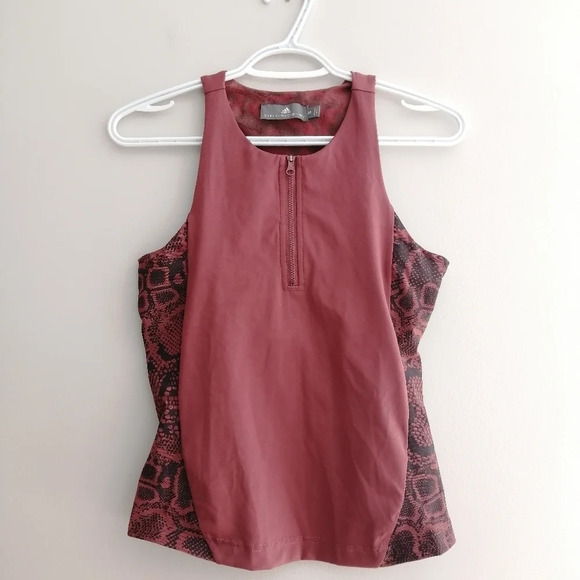 Adidas by Stella McCartney Run Leo 1/4 Zip Tank with Mesh Sides Vent Back Medium - Picture 3 of 14